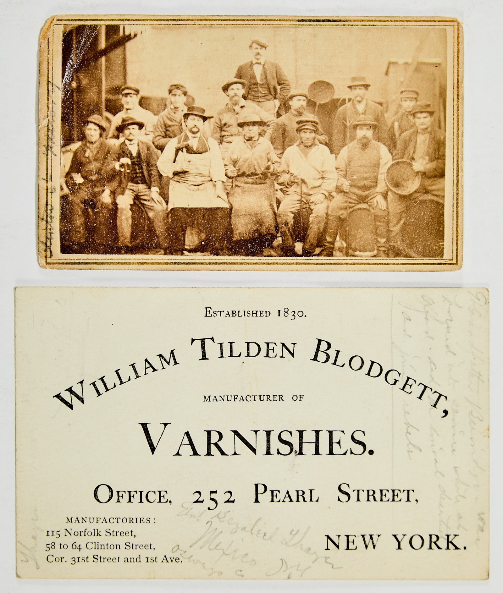 A mid-19th-century manuscript of recipes for a New York City Varnish and Oils manufacturer: [AMERICAN MANUFACTURING] A mid-19th century manuscript of recipes for a New York City Varnish and Oils manufacturer. New York: Circa 1855-66. A leather album with red morocco edging containing the for