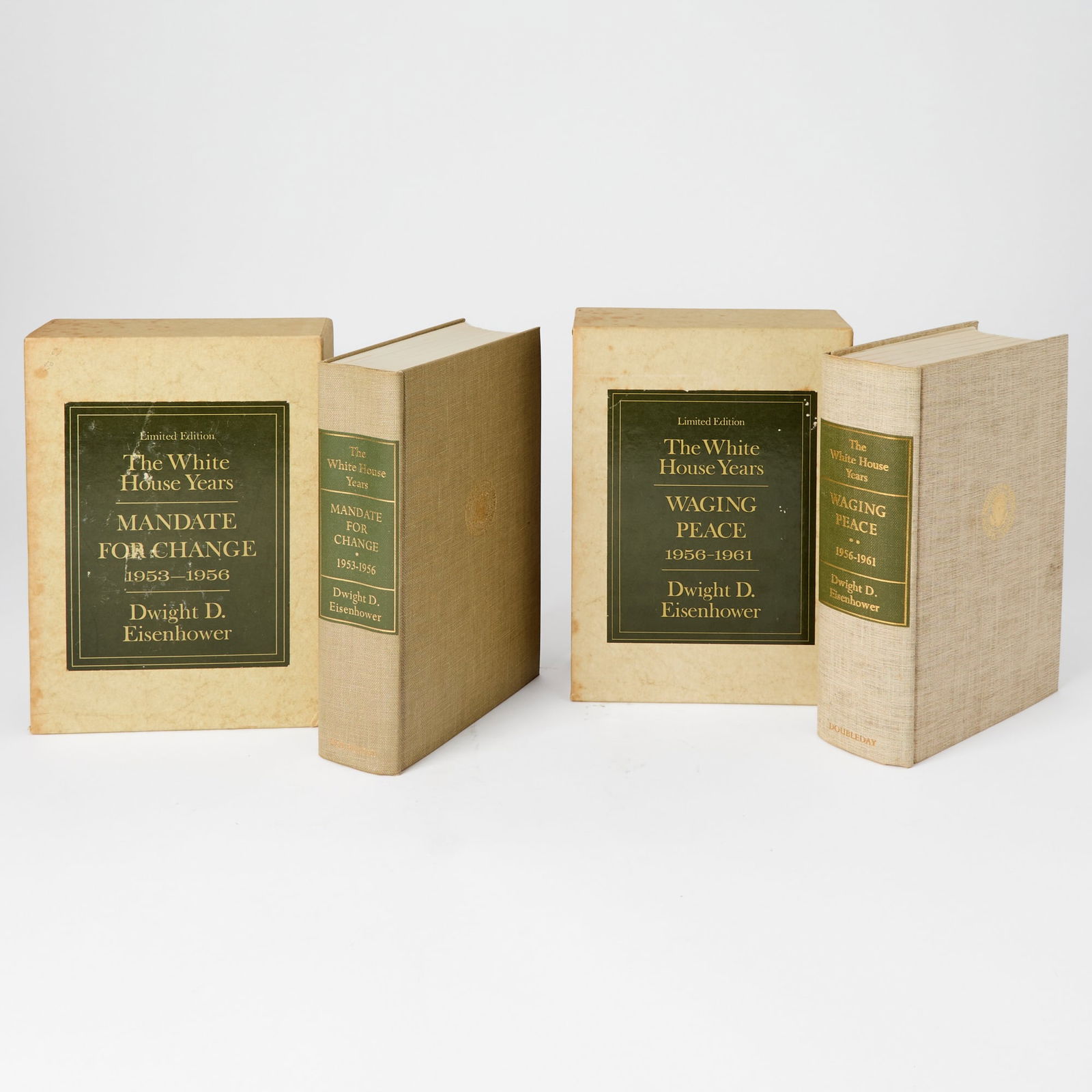 Eisenhower's two works on his years in the White House: EISENHOWER, DWIGHT D. The White House Years. Mandate for Change 1953-1956; Together with The White House Years. Waging Peace 1956-1961. New York: Doubleday and Company, 1963-5. Each one of 1