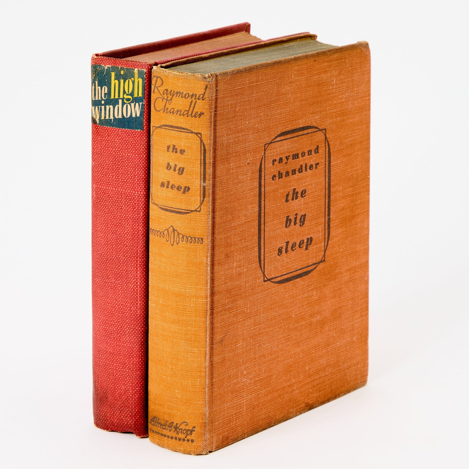 Two Raymond Chandler first editions: CHANDLER, RAYMOND The Big Sleep. New York: Knopf, 1939. First edition. Publisher’s cloth, lacks jacket. Some