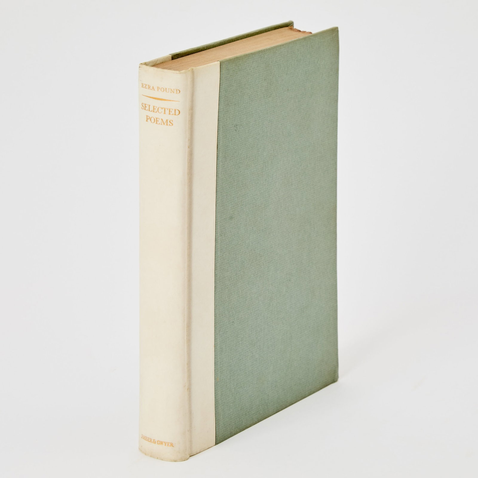 Pound, Ezra. Selected Poems: POUND, EZRA. Selected Poems. London: Faber & Gwyer, [1928]. First edition, number 36 of a deluxe issue of one hundred copies signed by Pound. Publisher's quarter white vellum over blue-gray paper
