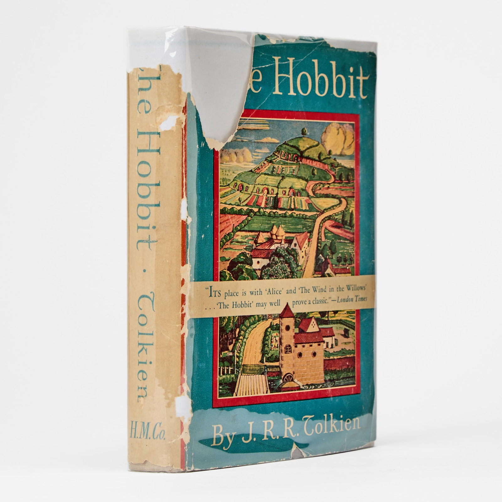 First American edition of The Hobbit: TOLKIEN, J.R.R. The Hobbit. Boston and New York: Houghton Mifflin Company, 1938. First American edition, third state, in original American dust jacket. Publisher's tan cloth lettered in blue. With fo