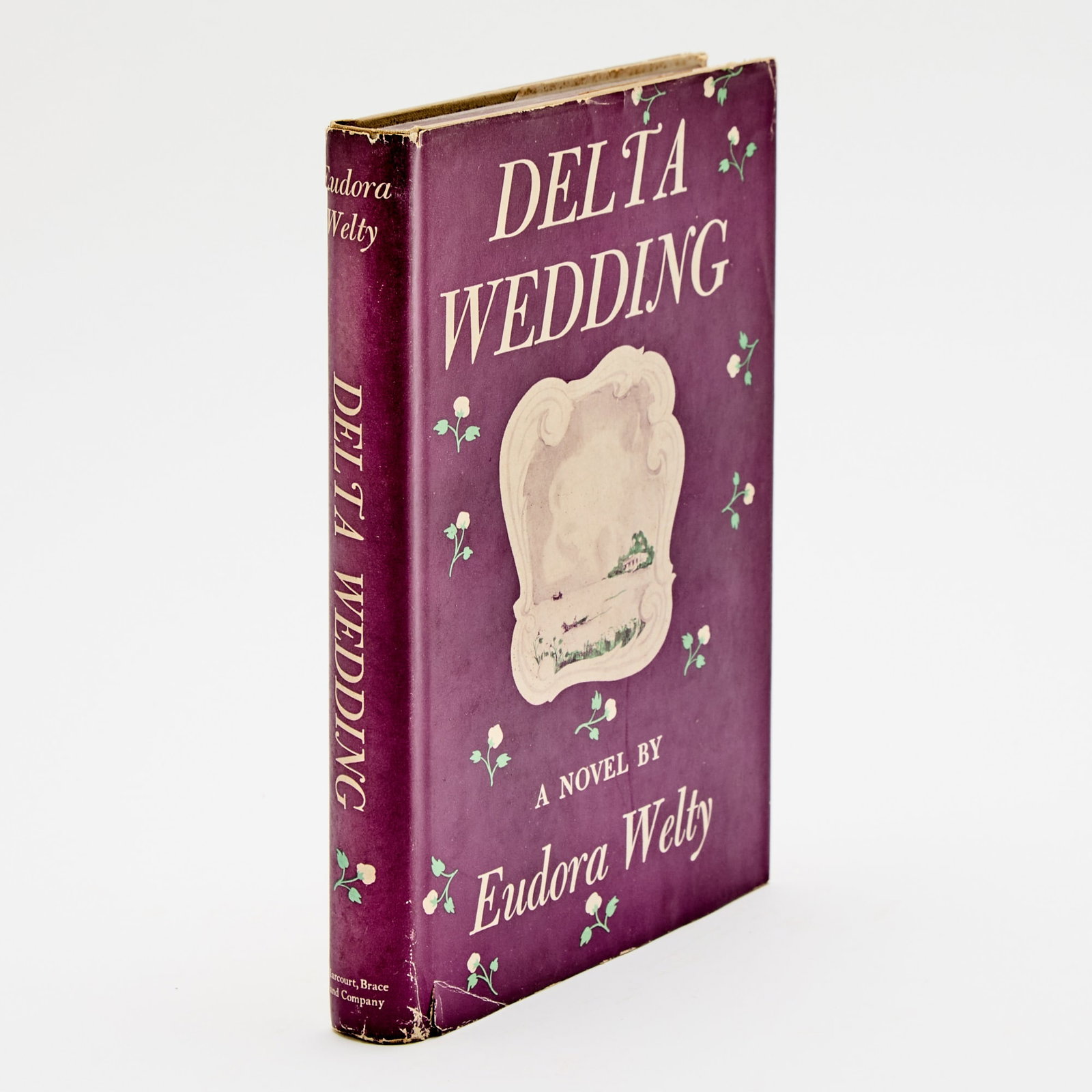 First edition of Delta Wedding, signed by Welty: WELTY, EUDORA Delta Wedding. New York: Harcourt, Brace and Company, 1946. First edition. Signed by Welty on title page in blue pen. Publisher's grey cloth lettered in purple with purple top stain, or
