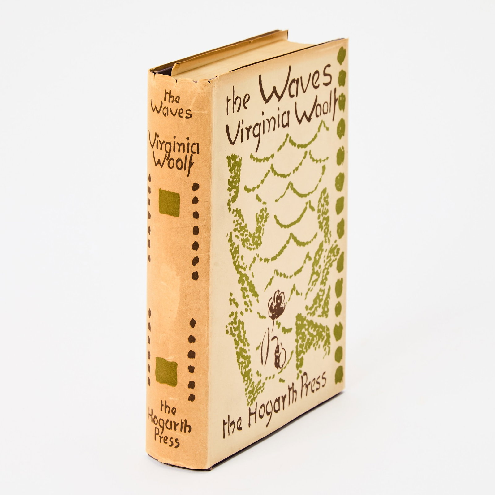 A fine first edition of The Waves: WOOLF, VIRGINIA The Waves. London: The Hogarth Press, 1931. First edition. Publisher's gilt-lettered purple cloth, in dust jacket designed by Vanessa Bell. 7 1/2 x 5 inches (19 x 13 cm); 325 pp. A fi