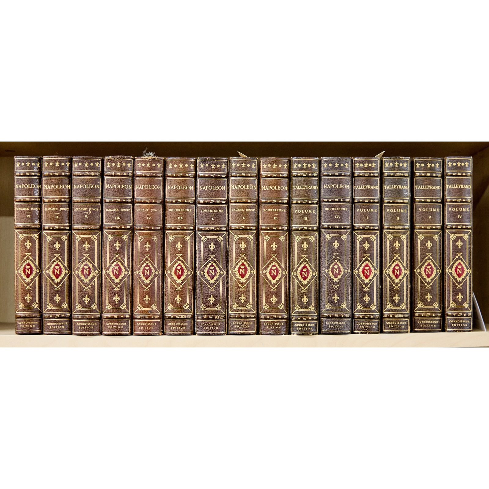 Three works on Napoleon in fine binding: [BONAPARTE, NAPOLEON] London: Grolier Society, 1906. Copy 46 of 75 of the Connoisseur Edition. Comprising four volumes by LOUIS