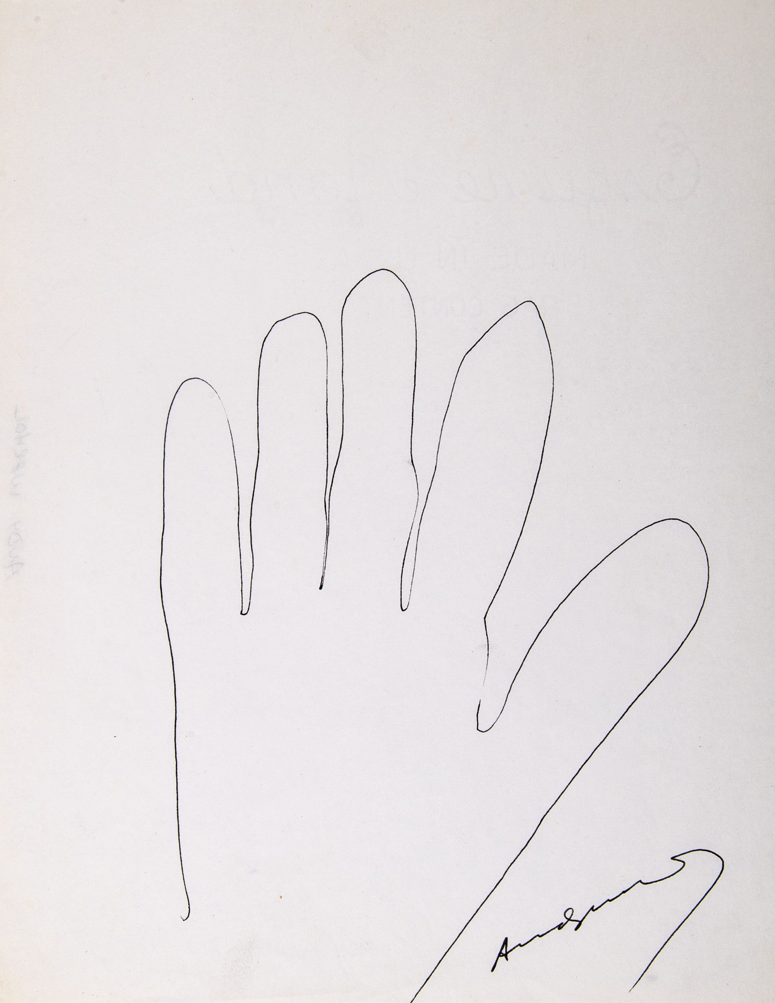 Outstanding collection of sketches and tracings of hands by major 20th-century artists: [ARTIST DRAWINGS] Eighteen drawings of hands by an array of major 20th-century artists. These were prepared as a birthday gift to Martin Bonet. Rectos only of seventeen sheets of paper, each sheet app