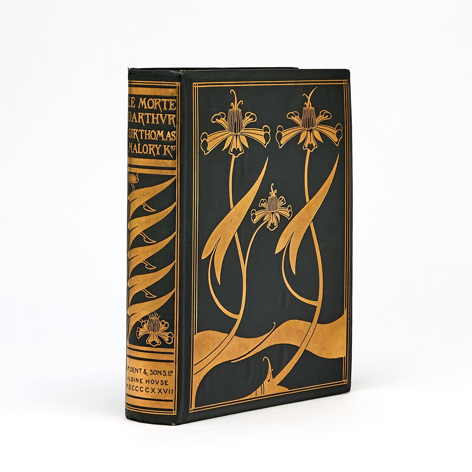 The third and final edition of the Beardsley Morte D'Arthur issued by Dent: [BEARDSLEY, AUBREY] MALORY, THOMAS, Sir. Le Morte Darthur. London: J. M. Dent, (1927). Third edition, one of 1,500 copies. Original black cloth stamped in gilt after a Beardsley design. 11 1/2 x 8 3/4
