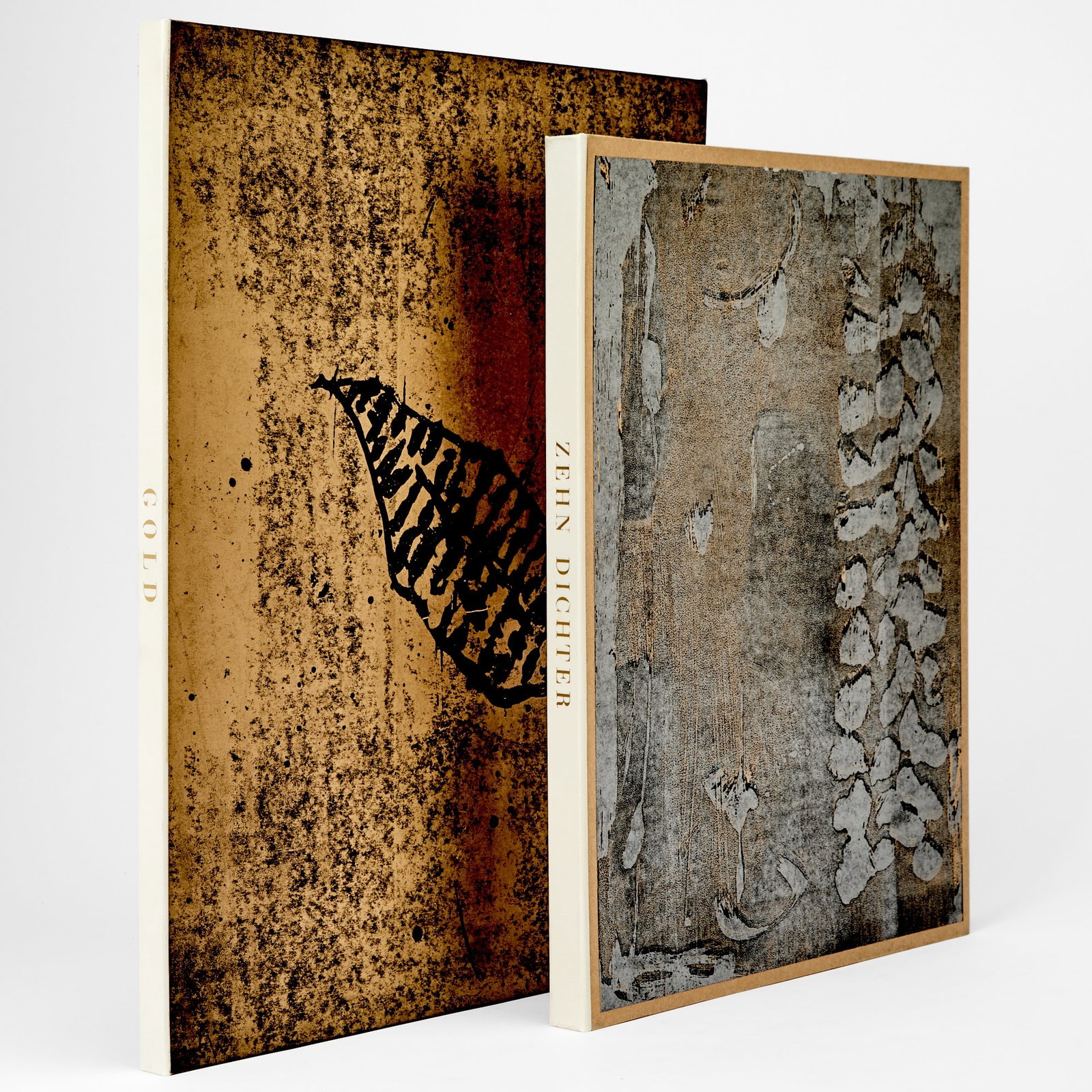 Superb illustrated works by Eckhard Froeschlin: FROESCHLIN, ECKHARD Gold—Nine Etchings by Eckhard Froeschlin. Germany: Printed by the artist [Editions Schwarze Seite, 2015]. Nine etchings with gold leaf accomplished 2003-2005; with text from