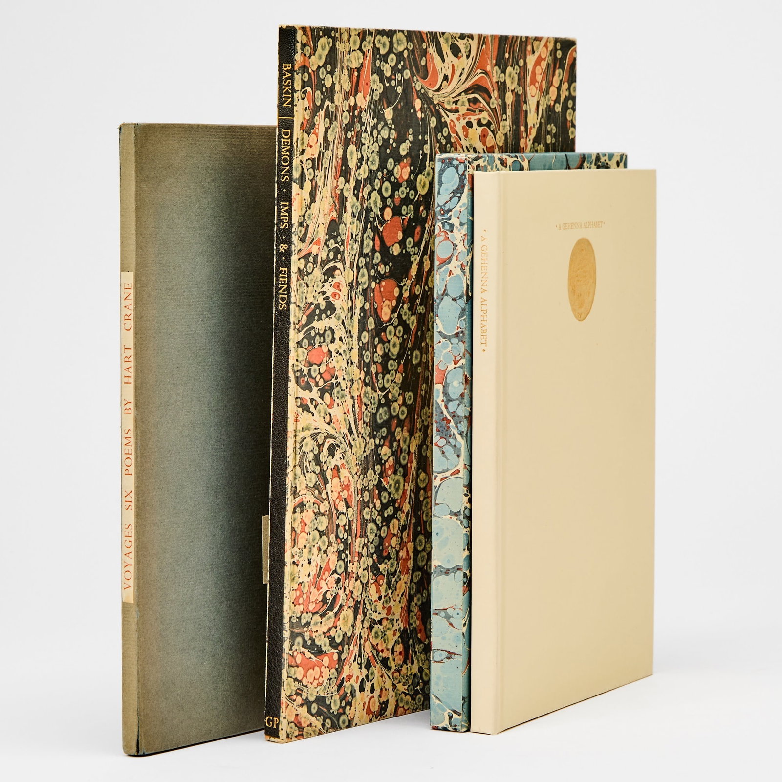 A rare Gehenna Press work and two others: [GEHENNA PRESS] KAPLAN, SIDNEY. A Gehenna Alphabet. Drawings by Leonard Baskin. [Lurley, Devon: Gehenna Press, 1982). One of 110 copies, signed by both K