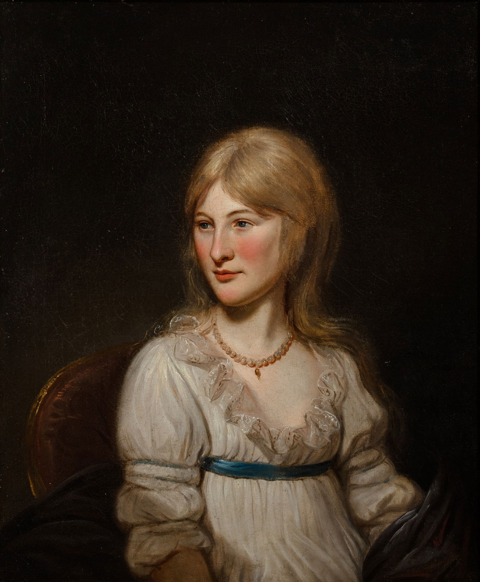 Charles Willson Peale: American, 1741-1827Portrait of Eva Margareta Elizabeth de Peyster, 1798Signed with conjoined initials C. WPeale and dated painted 1798 (lr)Oil on canvas30 1/4 x 25 inchesProvenance