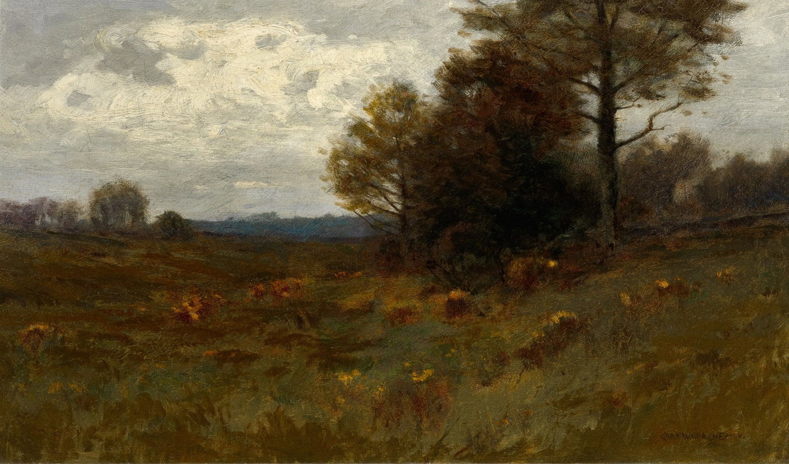 Charles Warren Eaton: American 1857-1937Autumn near Greenwich, CTSigned Chas Warren Eaton. (lr)Oil on canvas12 1/4 x 20 3/8 inchesProvenance:Sotheby's, New York, Sep. 24, 1998, lot 185, as Autumn Landscape