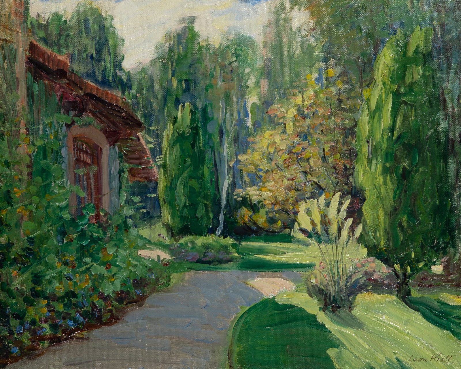 Leon Kroll: American, 1884-1974Garden in ProvenceSigned Leon Kroll (lr)Oil on canvas13 x 16 inchesProvenance:Bernard Danenber Galleries, Inc., New York (Framed 21 1/2 x 24