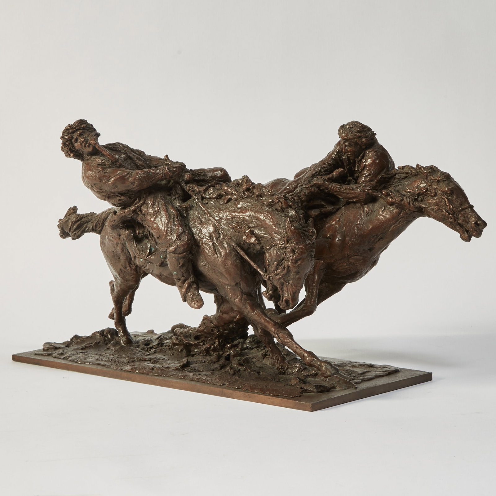 Jonathan Kenworthy: English/American, b. 1943 Fighting for Possession, 1979 Signed © Kenworthy, dated '80, numbered 3/7 and stamped with foundry mark on the base Bronze with a brown patina Height 10 3/4 inches In
