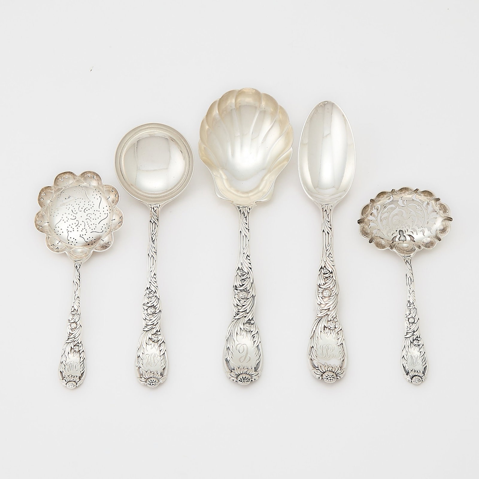 Five Tiffany & Co. Sterling Silver "Chrysanthemum" Pattern Serving Pieces (1 of 3)