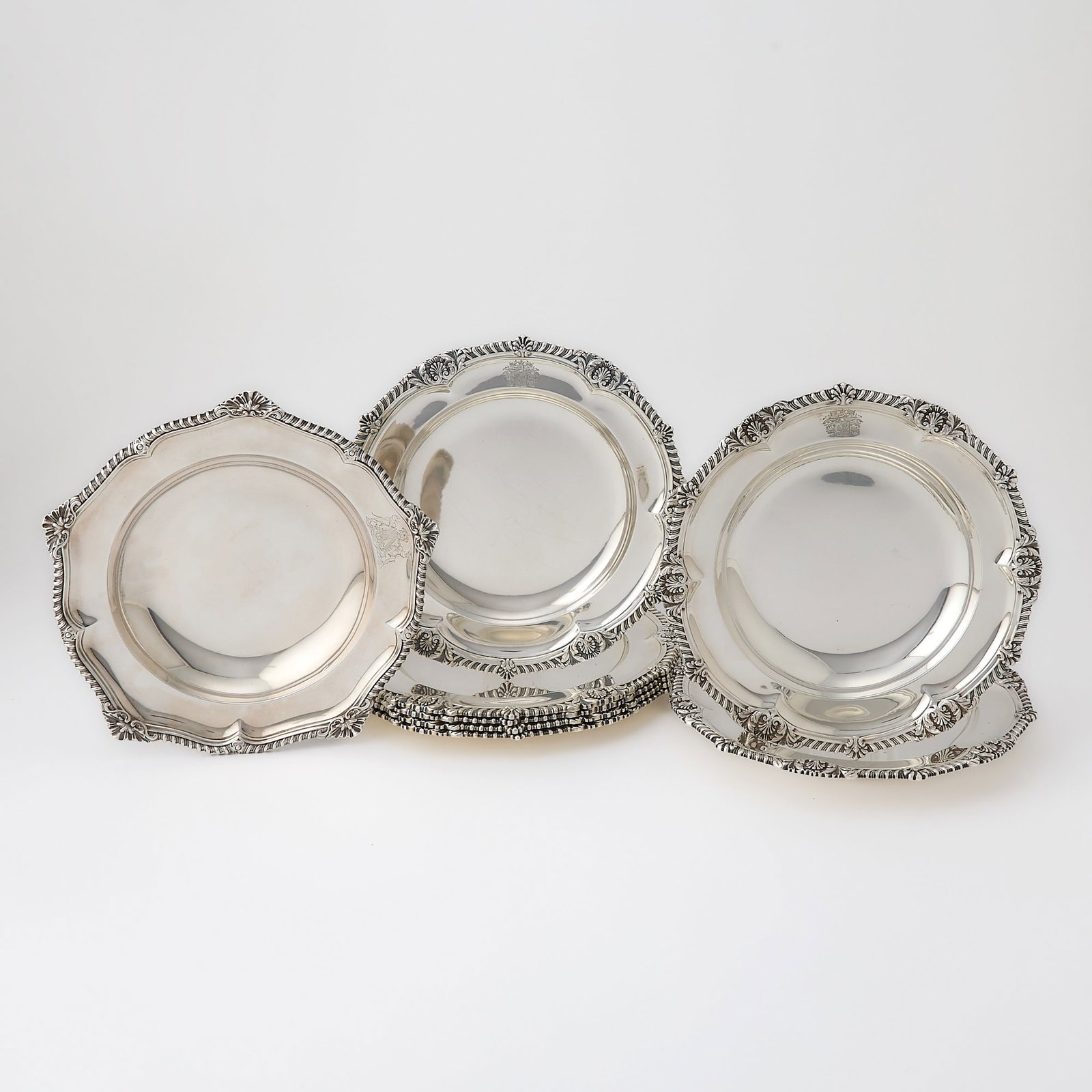 Five Tiffany & Co. Sterling Silver Dinner Plates and Three Victorian Sterling Silver Soup Plates (1 of 3)
