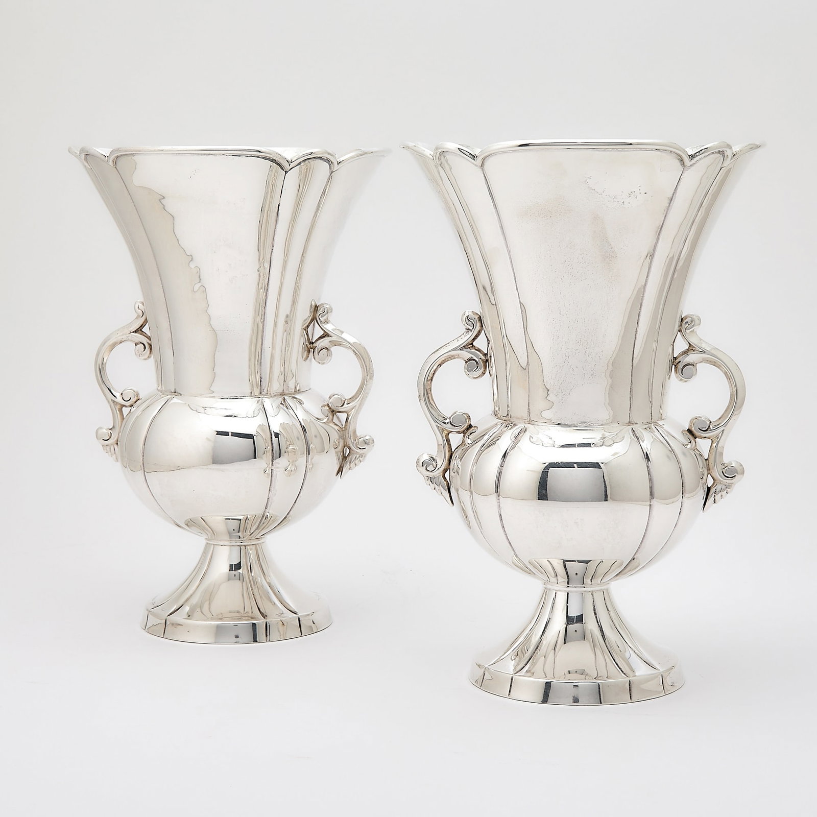 Pair of Mexican Sterling Silver Two-Handled Vases (1 of 6)