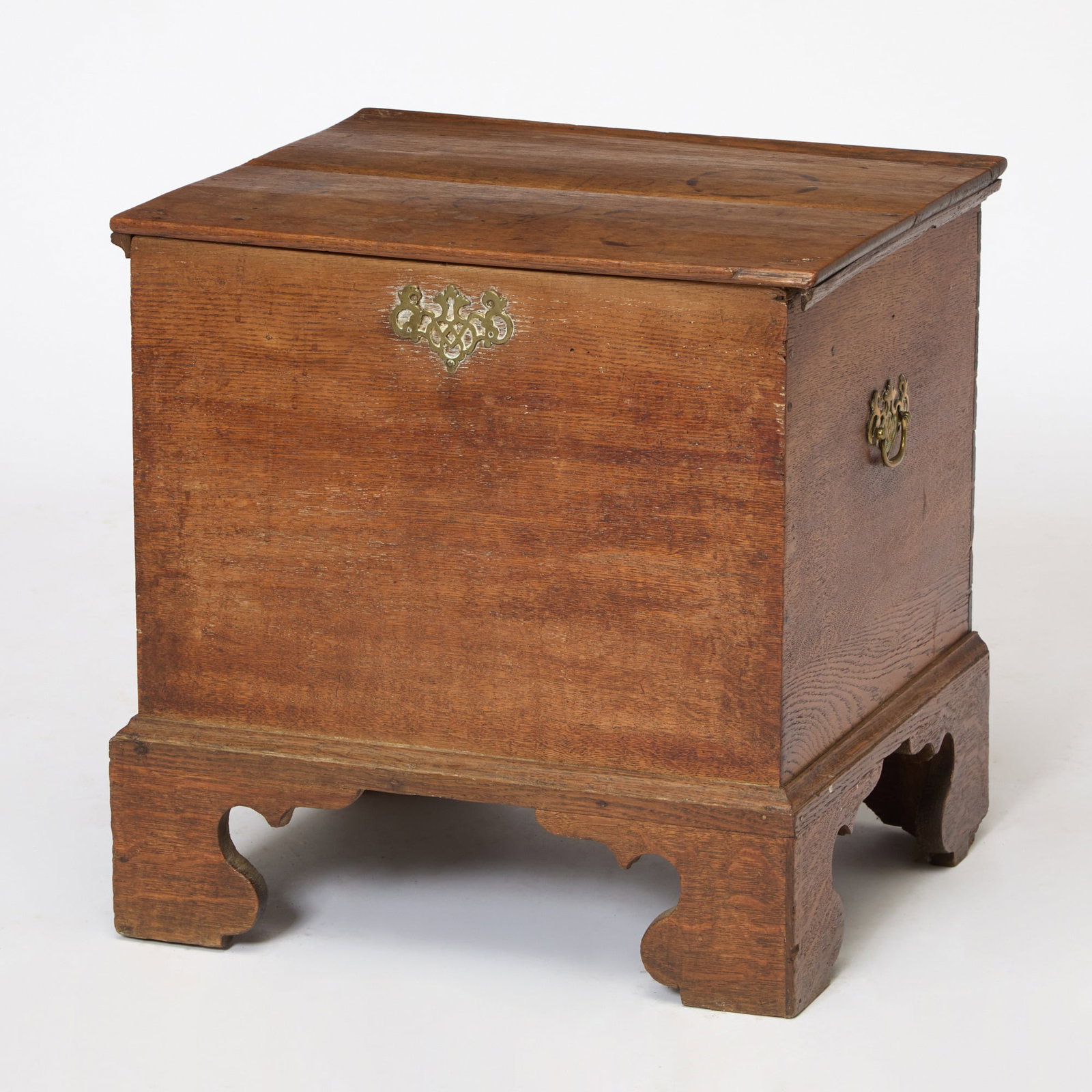 Chippendale Oak and Pine Chamber Stool: Mid-18th century Height 20 inches, width 19 1/2 inches, depth 16 1/2 inches. cracks and staining throughout; old marks and scratches