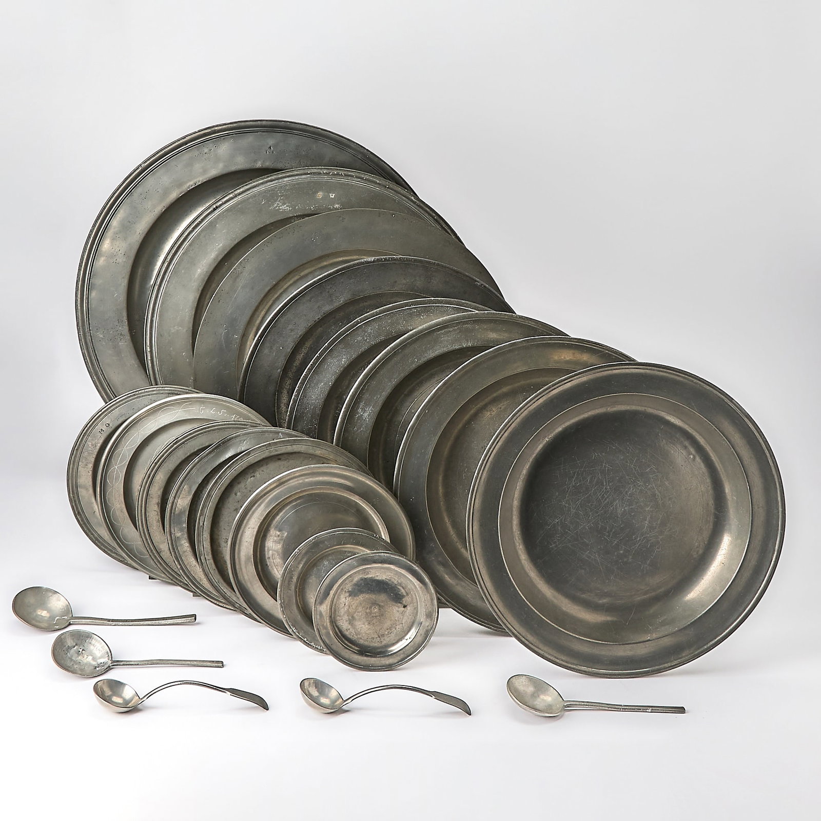 Group of Pewter Plates and Utensils (1 of 8)