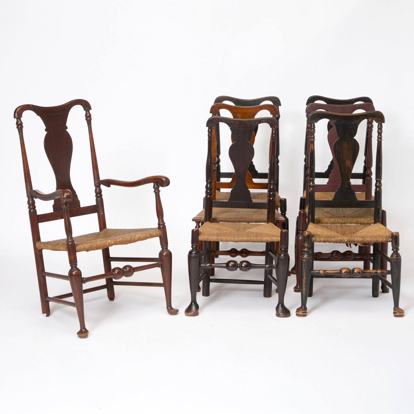 Assembled Set of Seven Queen Anne Vasiform-Splat Chairs (1 of 8)