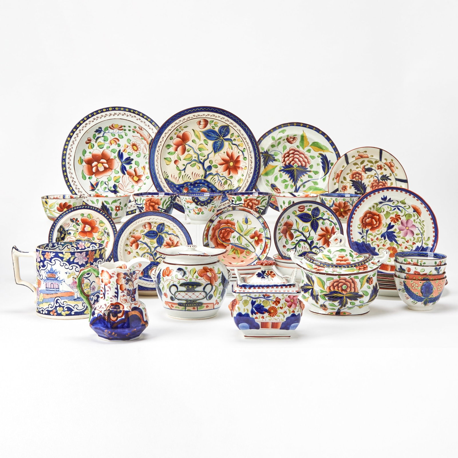 Group of English Pearlware Gaudy Dutch Table Articles (1 of 10)