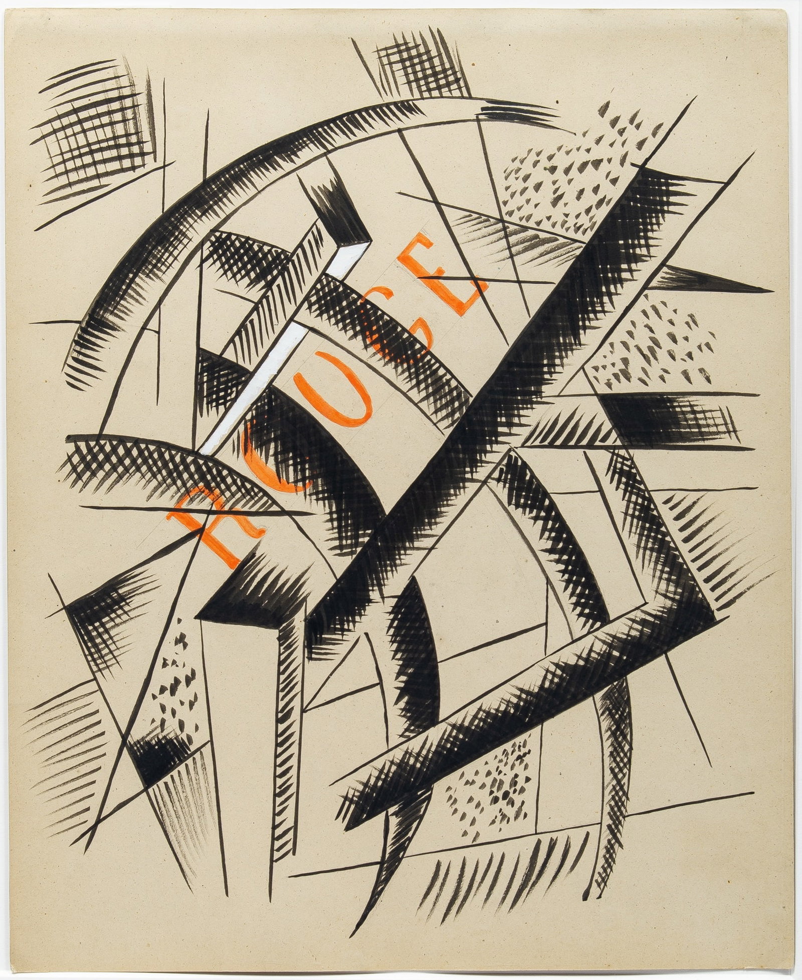 Attributed to Liubov Popova: Rouge, circa 1920Ink and gouache on paper18 x 14 3/4 inches (45.7 x 37.5 cm)Provenance:Galerie Stolz, ColognePrivate collection, Los AngelesExhibited:Galerie Stolz, Cologne, <
