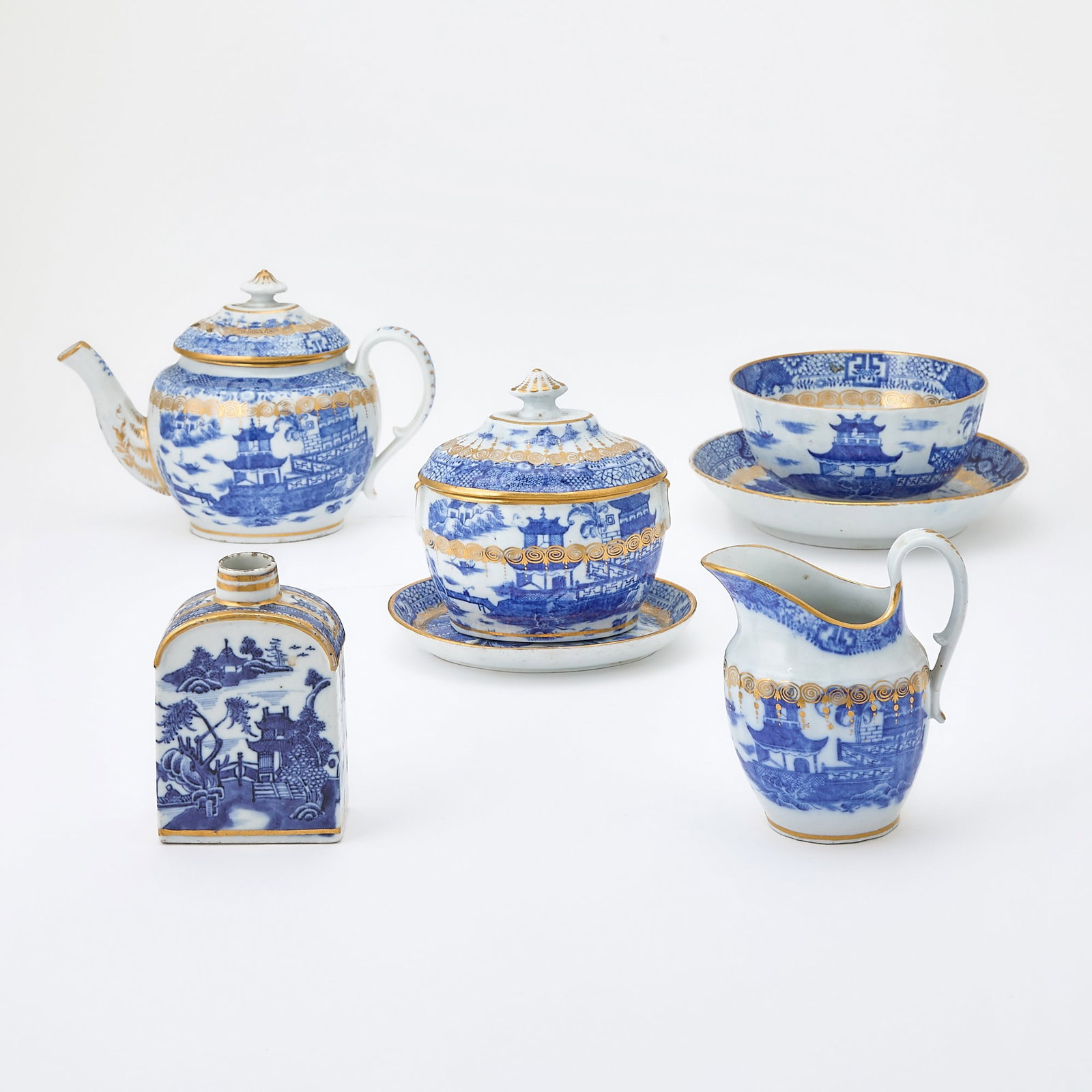 Chinese-Style Blue and White Partial Porcelain Tea Service 19th Century (1 of 6)