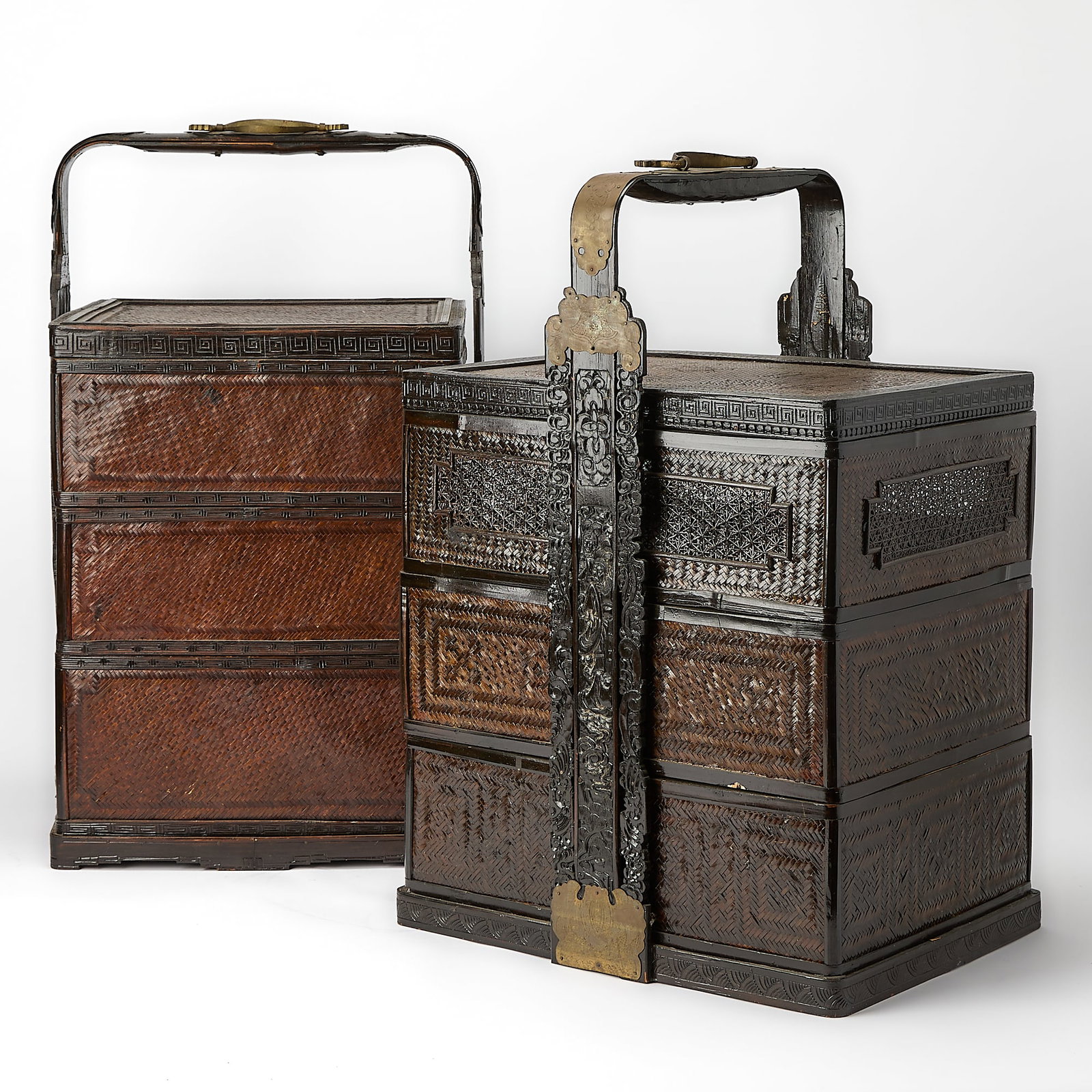 Pair of Chinese Rattan Baskets Late Qing Dynasty-Republic Period (1 of 7)