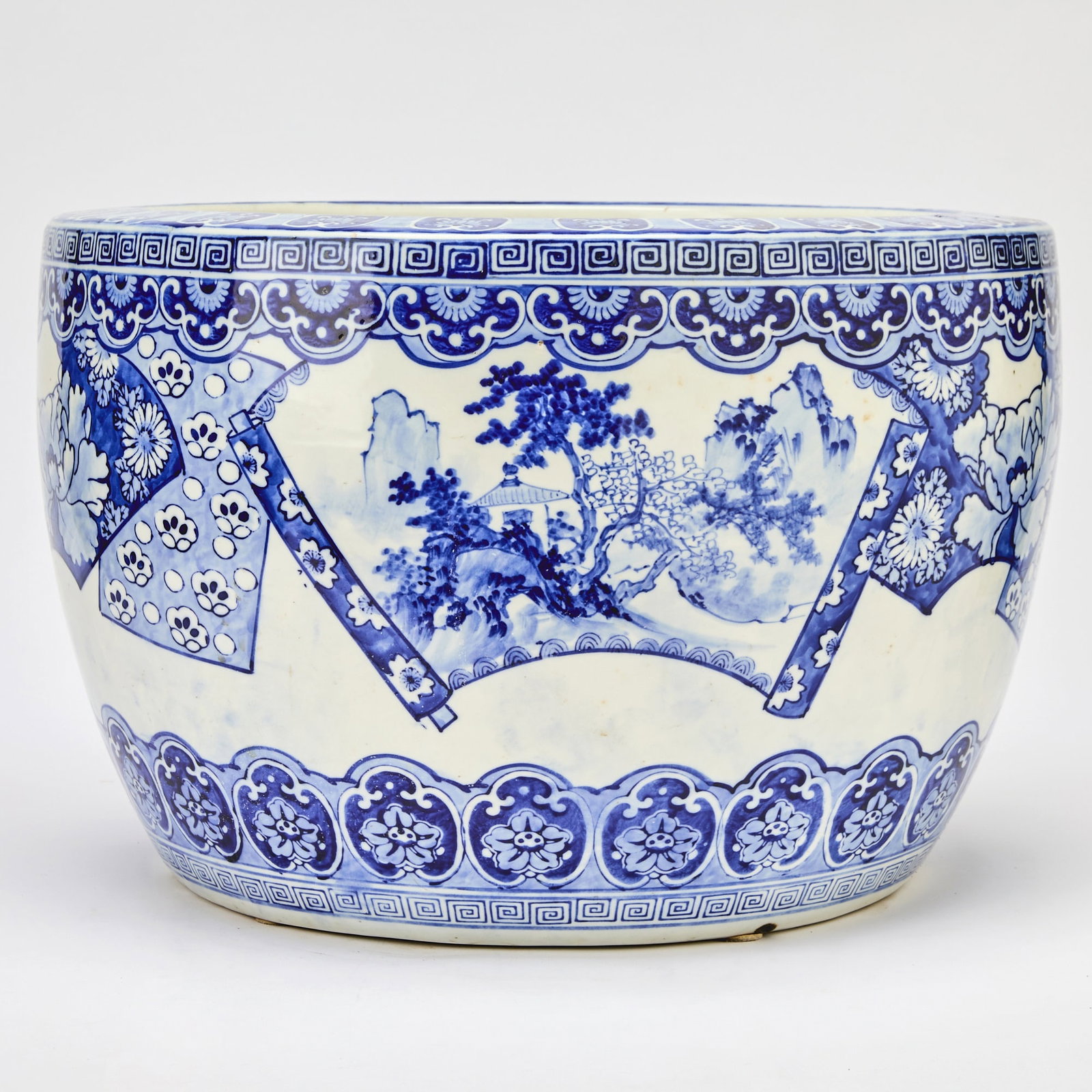 Japanese Blue and White Porcelain Jardiniere Meiji-Taisho Period (1 of 5)
