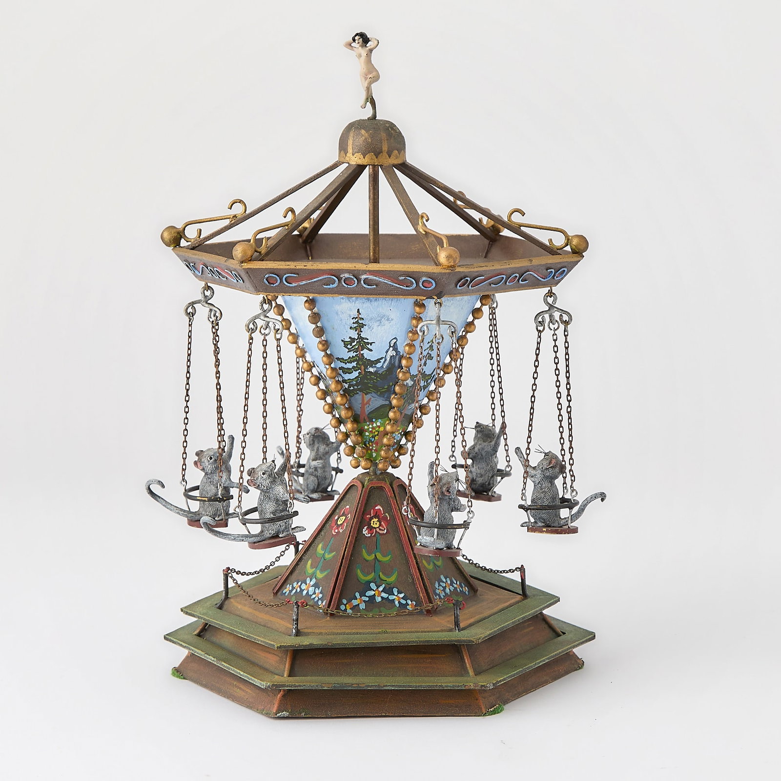 Vienna Cold-Painted Bronze and Metal Mouse Carousel (1 of 4)