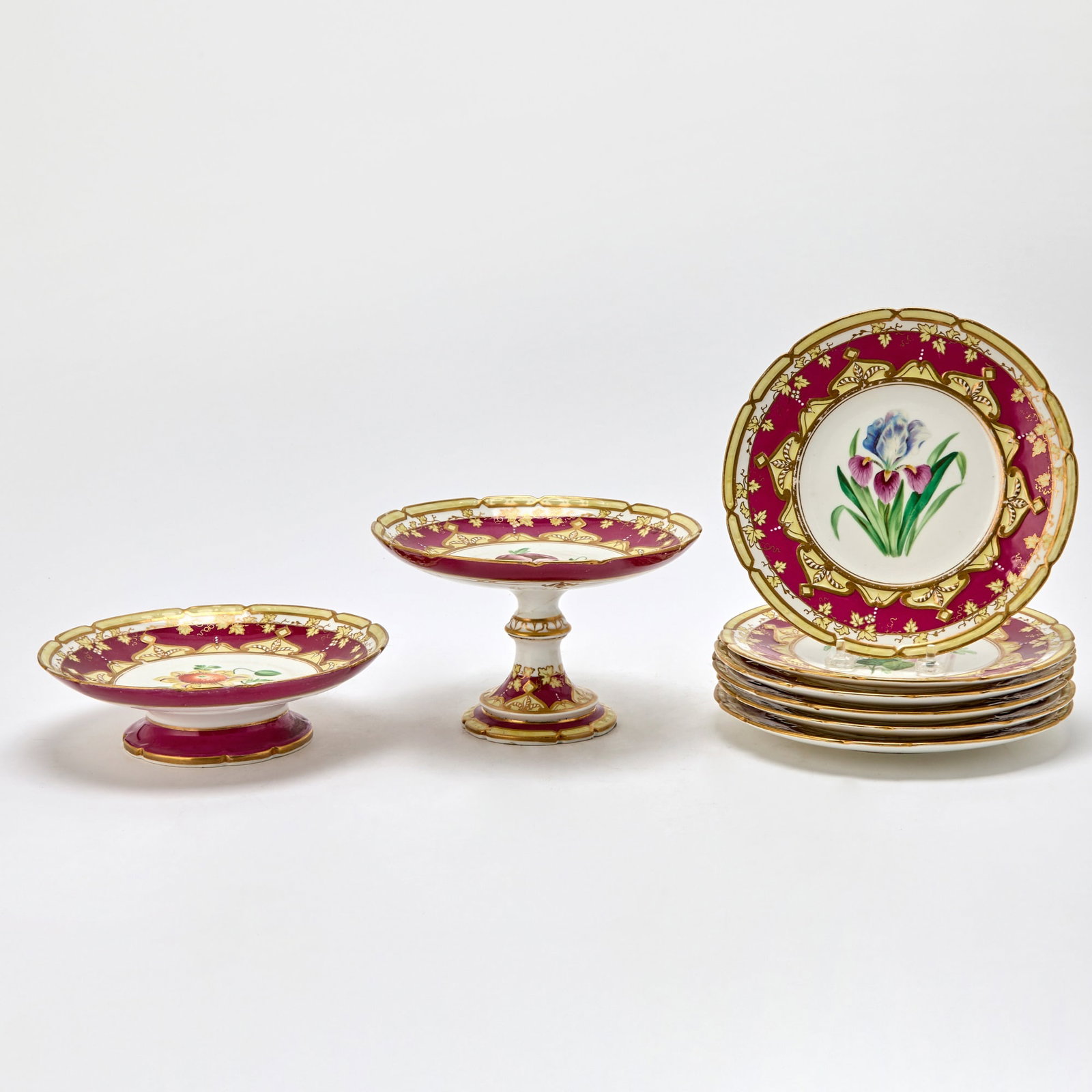 English Porcelain Floral Decorated Dessert Service (1 of 5)