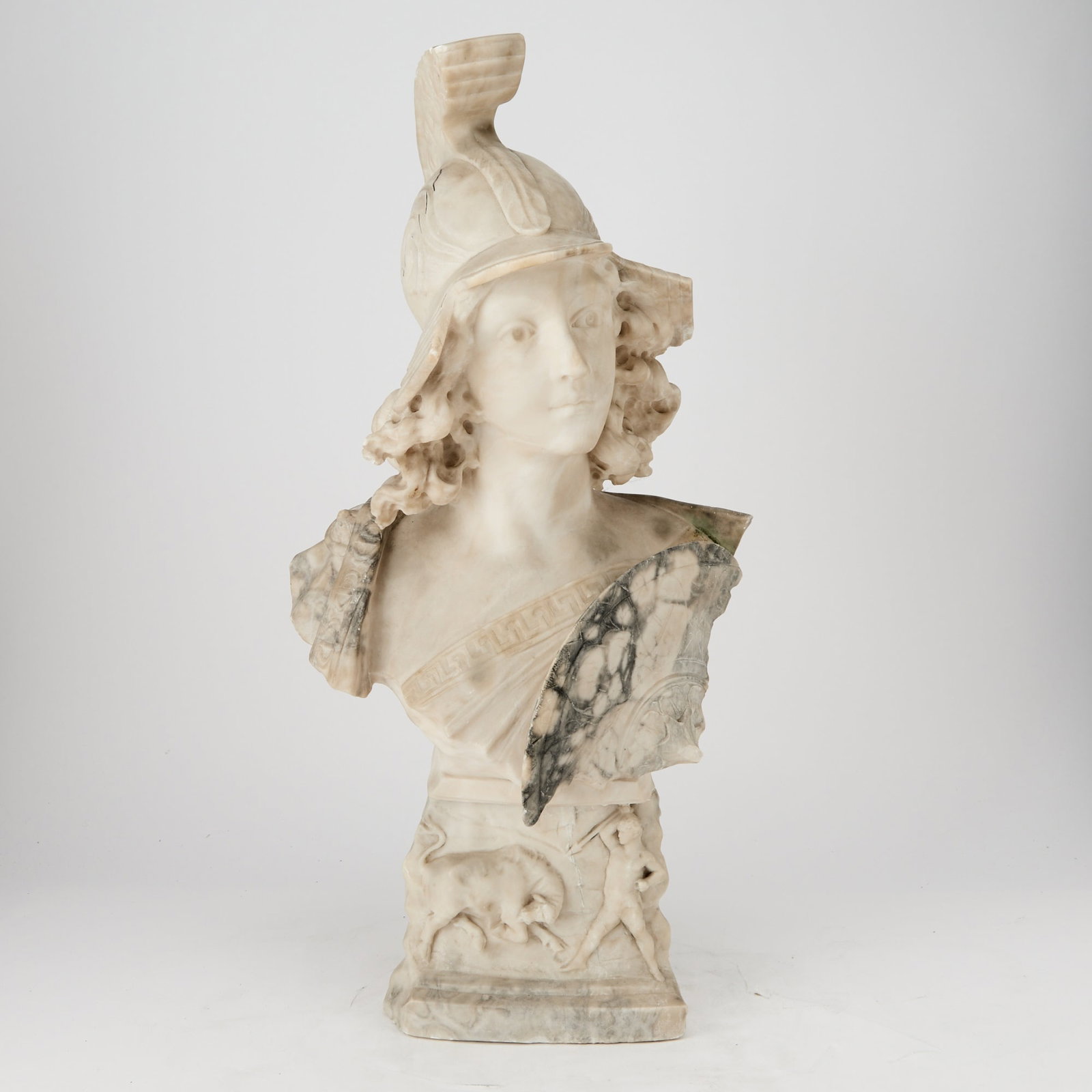 Italian Alabaster Bust of Athena: Early 20th centuryHeight 28 inches.