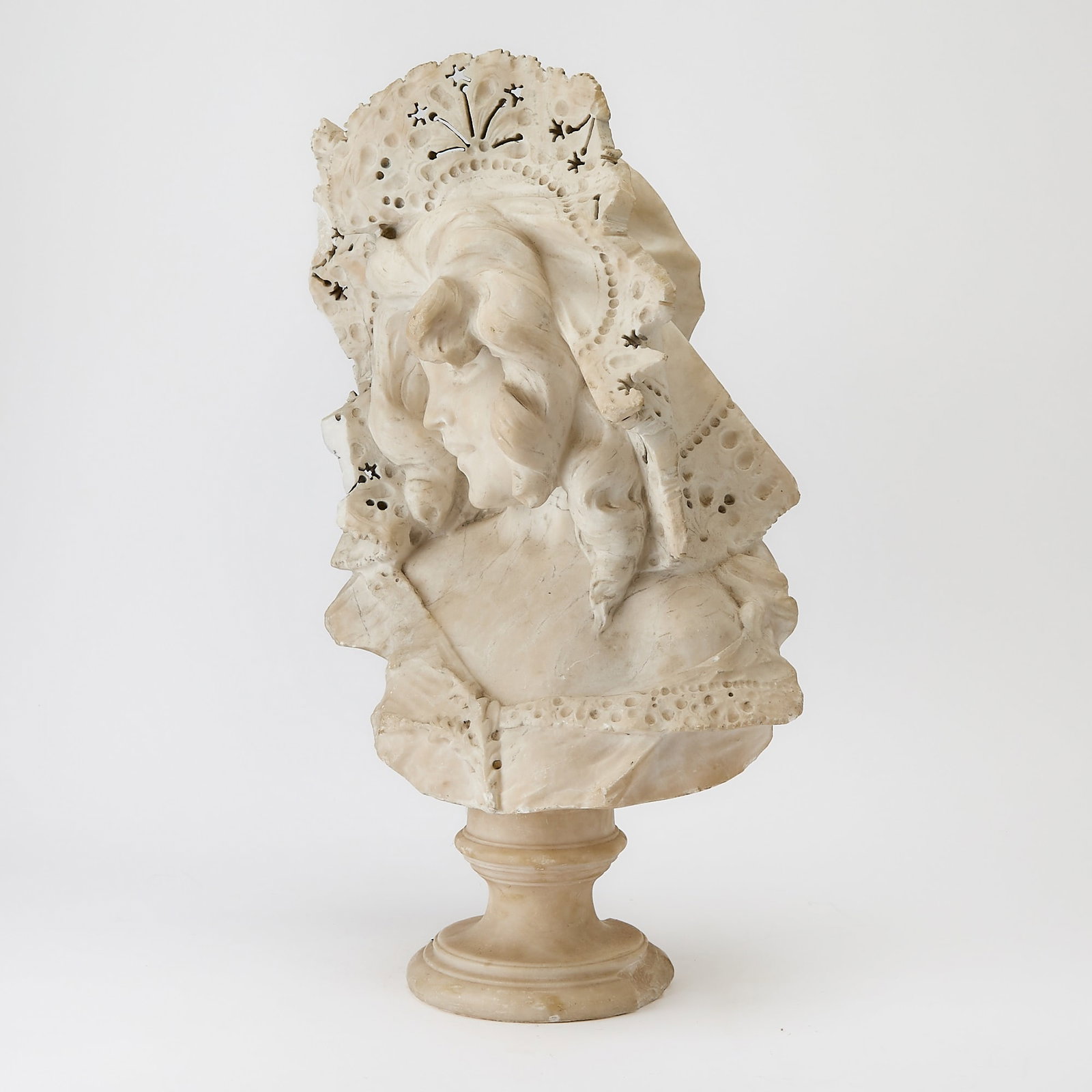 Italian Carved Alabaster Bust of a Woman (1 of 6)