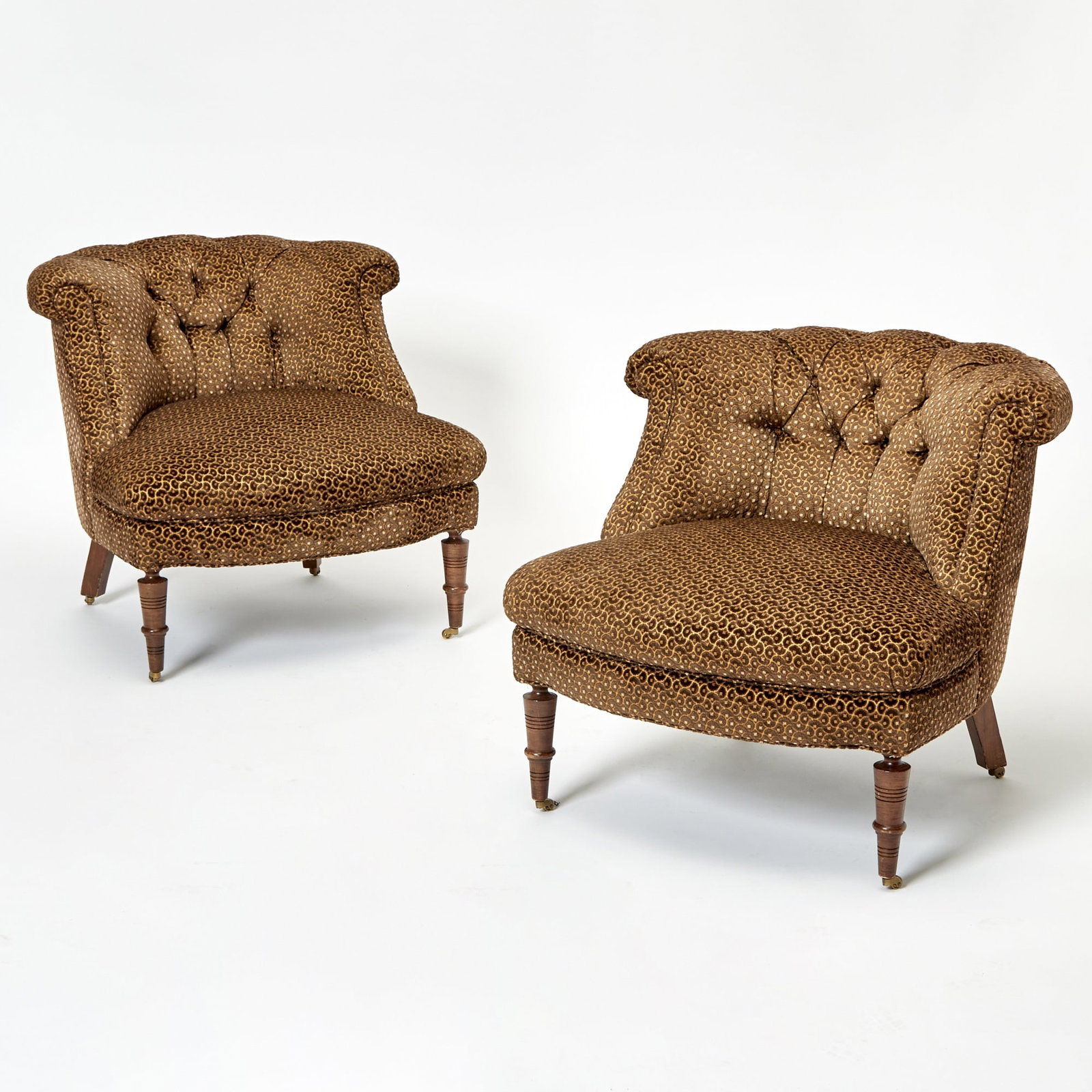 Pair of Upholstered Mahogany Slipper Chairs (1 of 3)