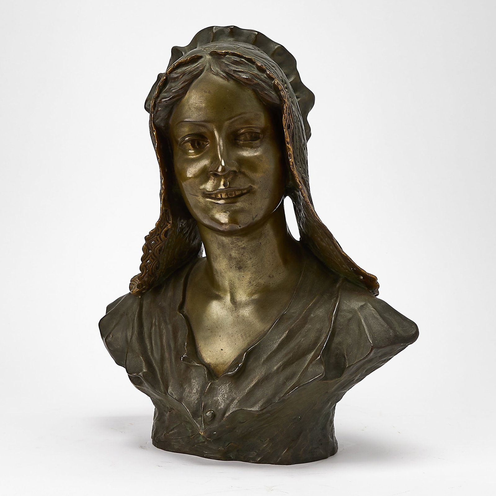 Patinated Bronze Bust of a Young Woman (1 of 8)