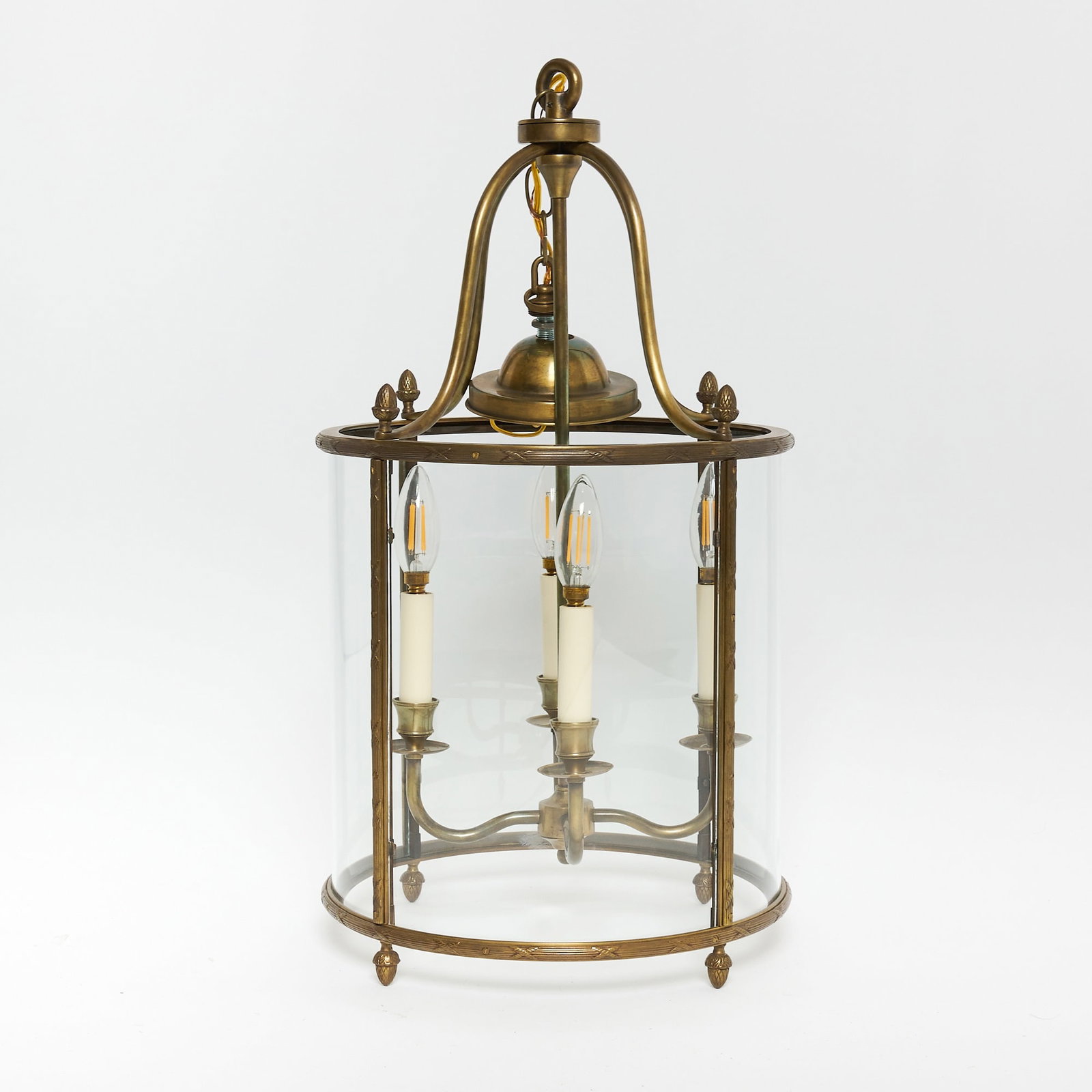 French Brass and Glass Four Light Hall Lantern (1 of 2)