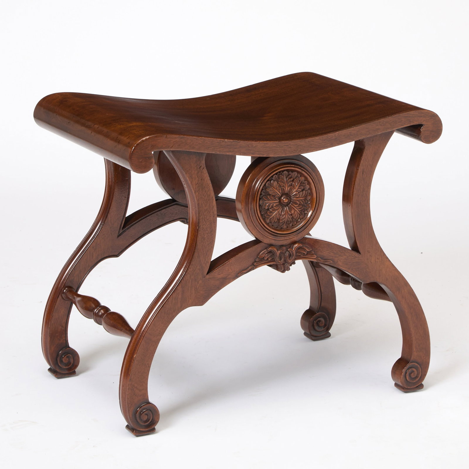 George III Style Carved Mahogany Stool (1 of 4)