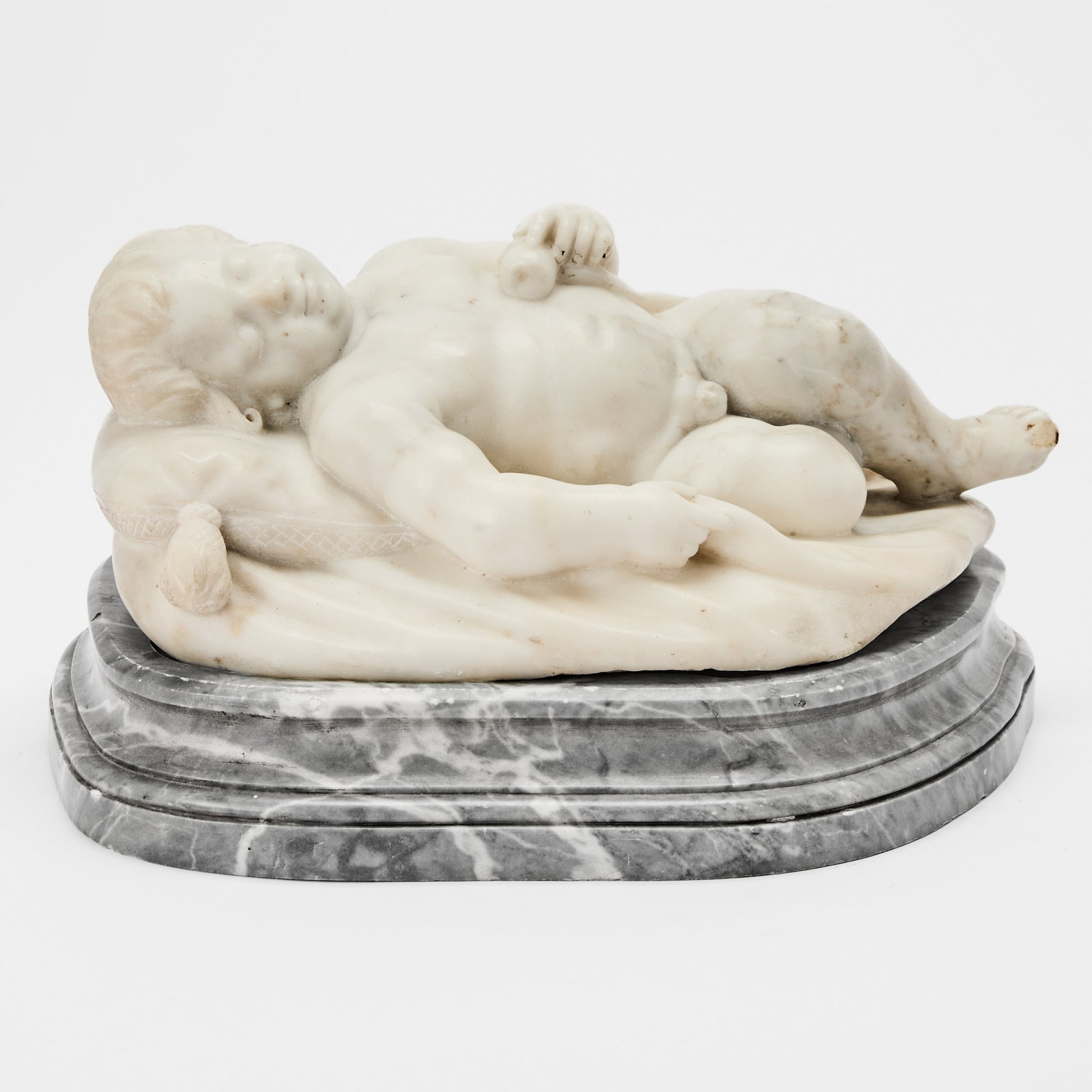 Continental Carved Marble Figure of a Sleeping Infant (1 of 4)