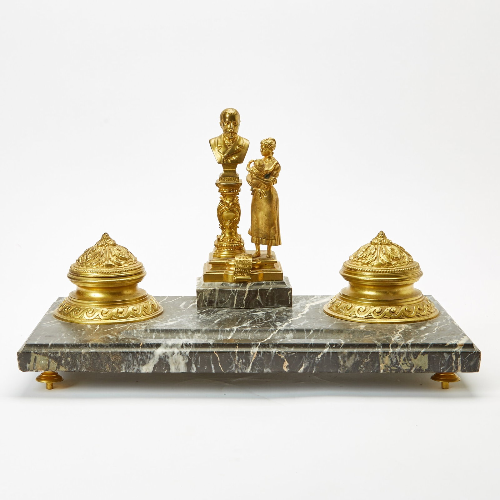 Louis XVI Style Gilt-Bronze and Black Marble Inkstand (1 of 5)