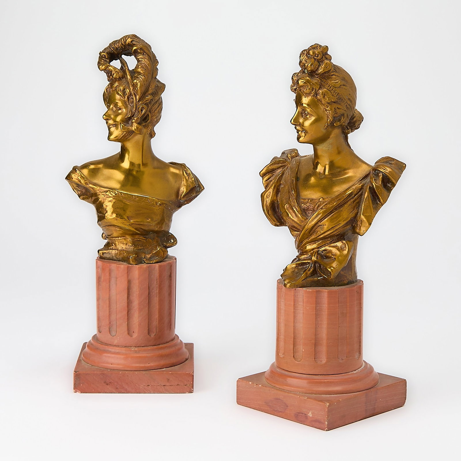 Pair of Gilt-Bronze Busts on Pedestals (1 of 8)