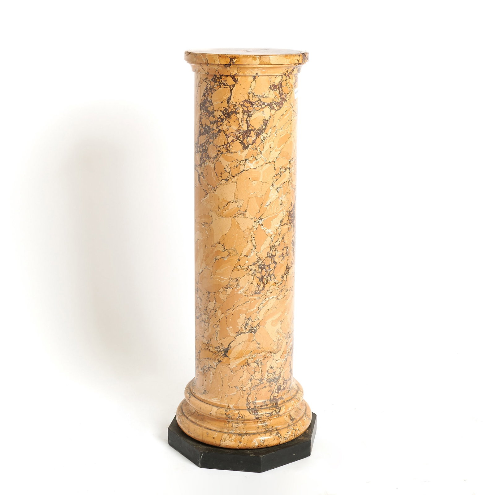 Breche d'Alep Marble and Composition Pedestal: Height 43 1/2 inches, diameter of top 13 inches.