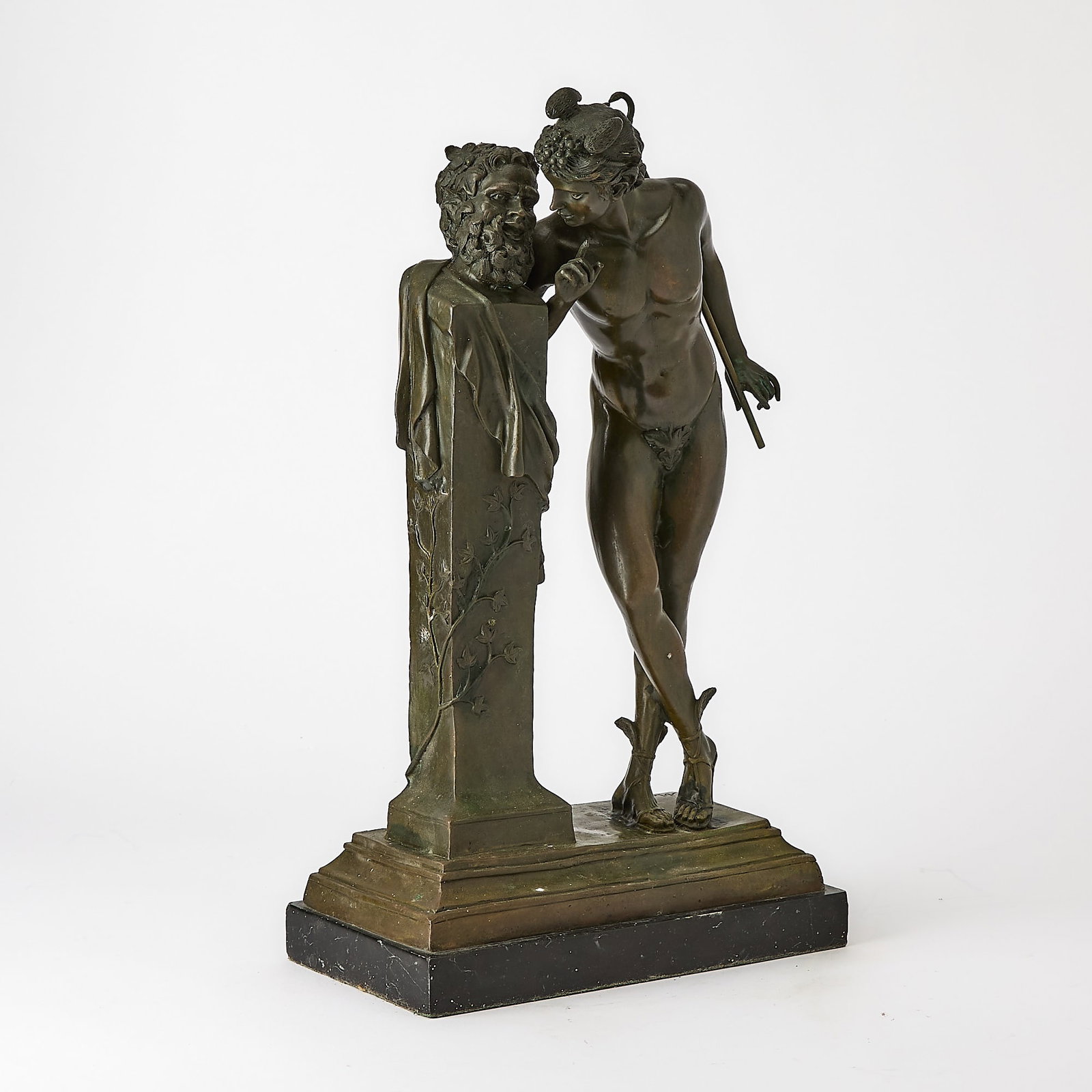 Patinated Bronze Figure: Un Secret d'en Haut: Cast after a model by Hippolyte Alexandre Julien Moulin (1832-1884)Height 17 inches.