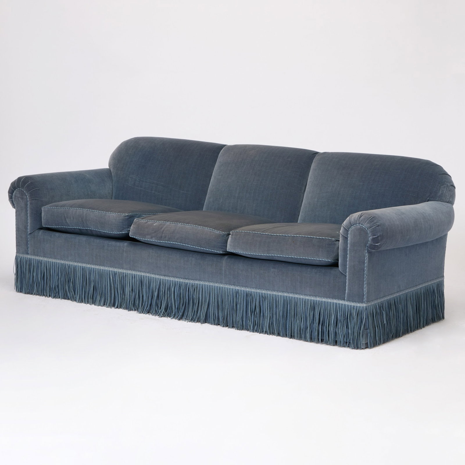 Blue Velvet Upholstered Three-Seat Sofa (1 of 4)