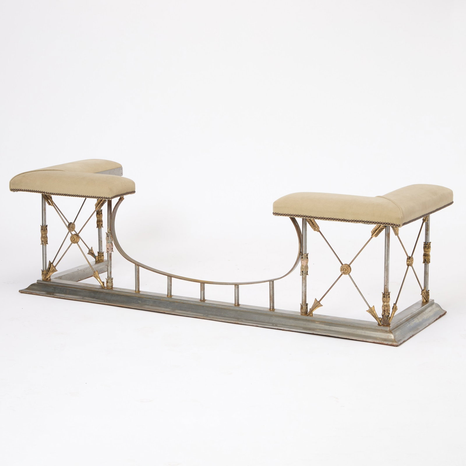 Brass and Steel Fireplace Club Fender (1 of 4)