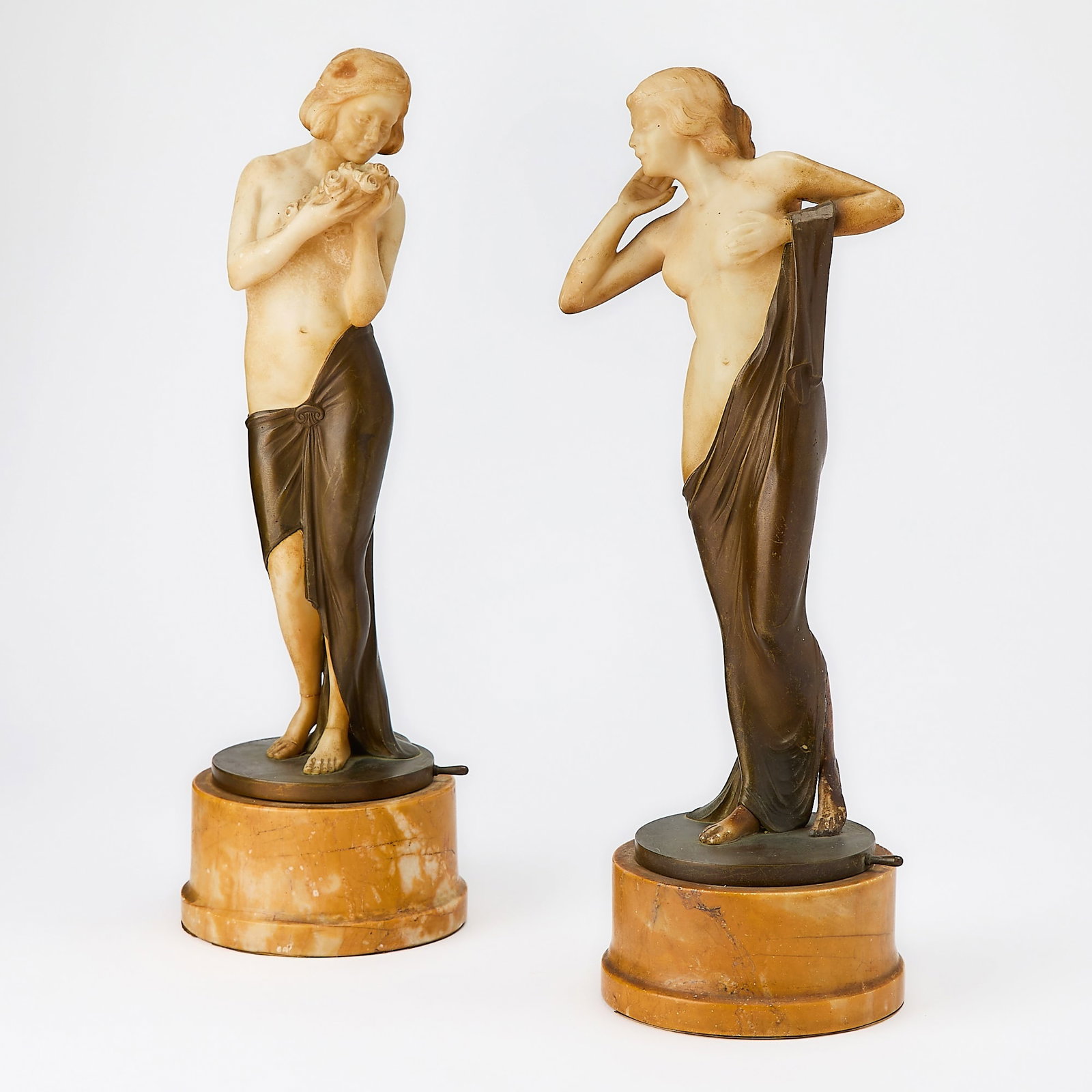 Pair of German Patinated Bronze and Alabaster Figures (1 of 8)