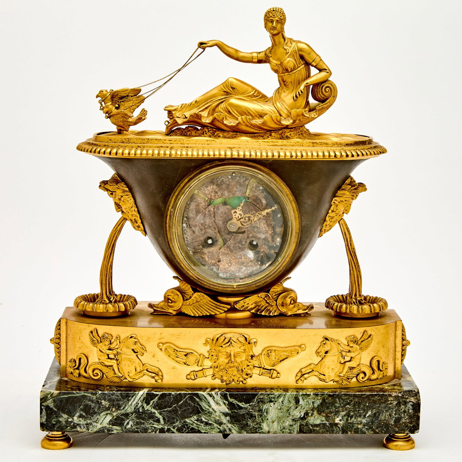 Late Empire Style Gilt-Bronze Mantel Clock (1 of 6)