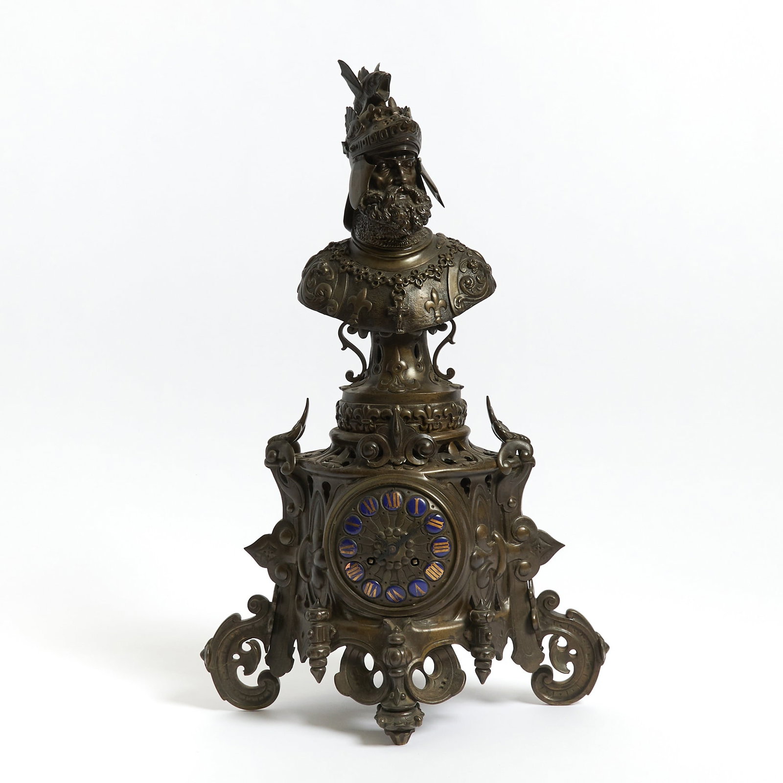 Renaissance Style Patinated Bronze Mantel Clock (1 of 5)