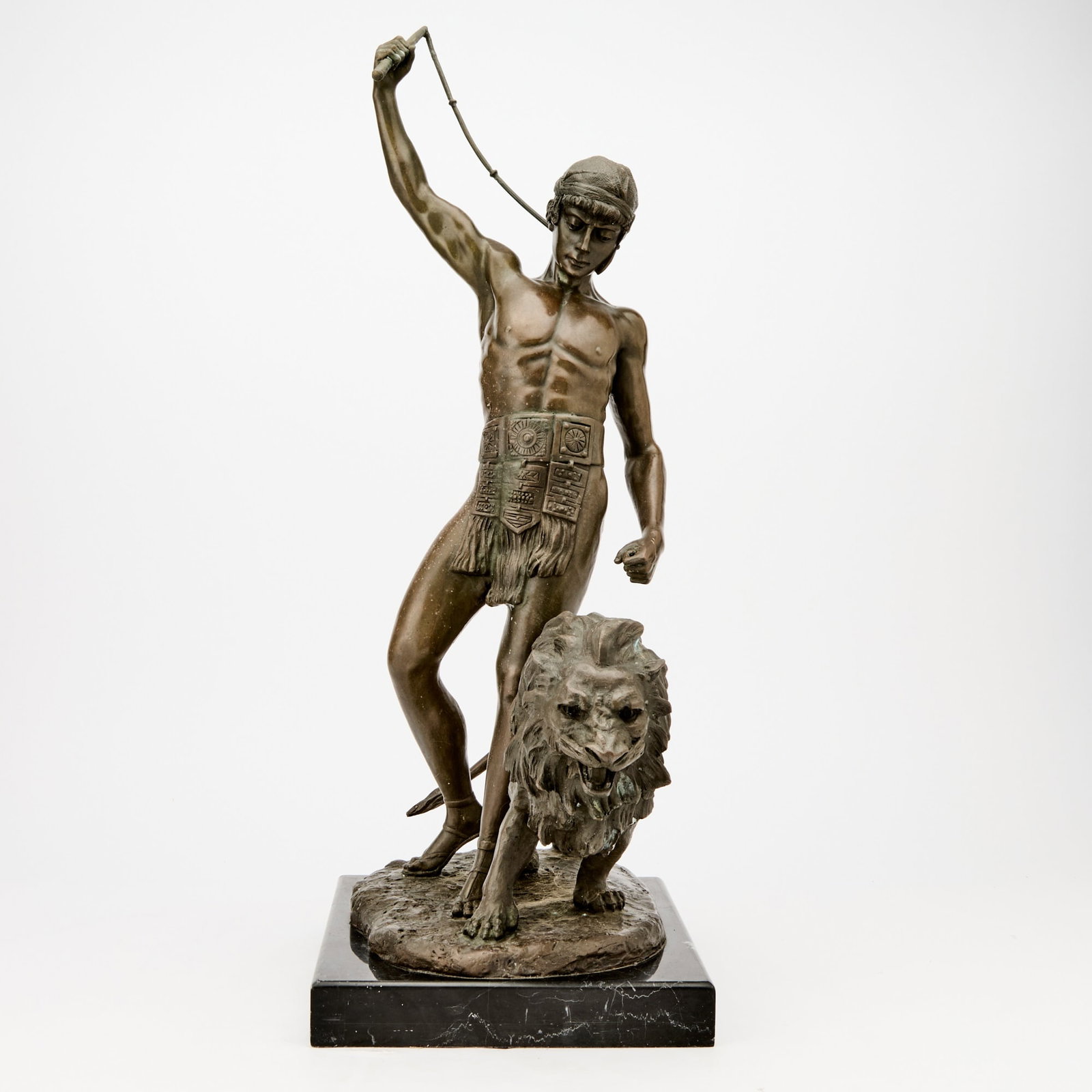 French Patinated Bronze Figural Group: The Lion Tamer (1 of 5)