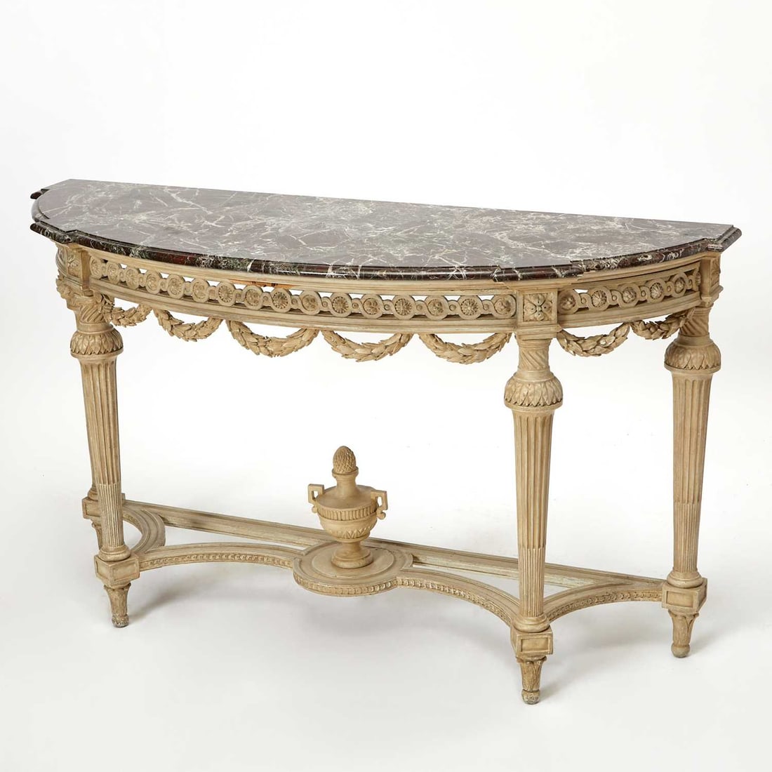 Louis XVI Style Marble Top Painted Wood Console Table (1 of 5)