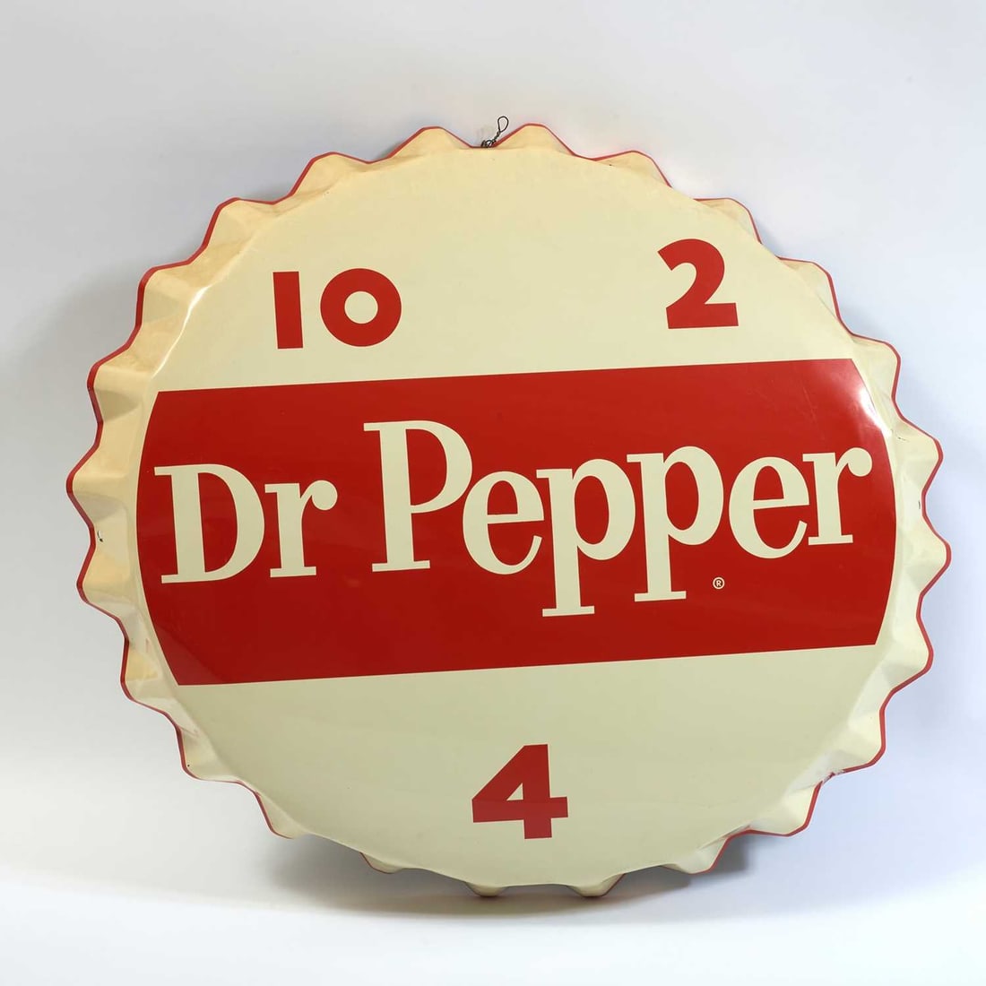 Painted Metal Dr. Pepper "10 2 4" Advertising Sign: 20th Century Diameter 33 inches.
