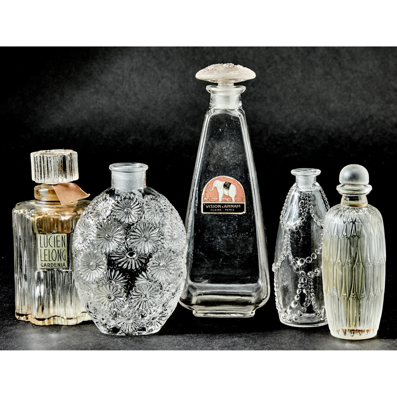 Five Lalique Molded Glass Perfume Bottles (1 of 5)