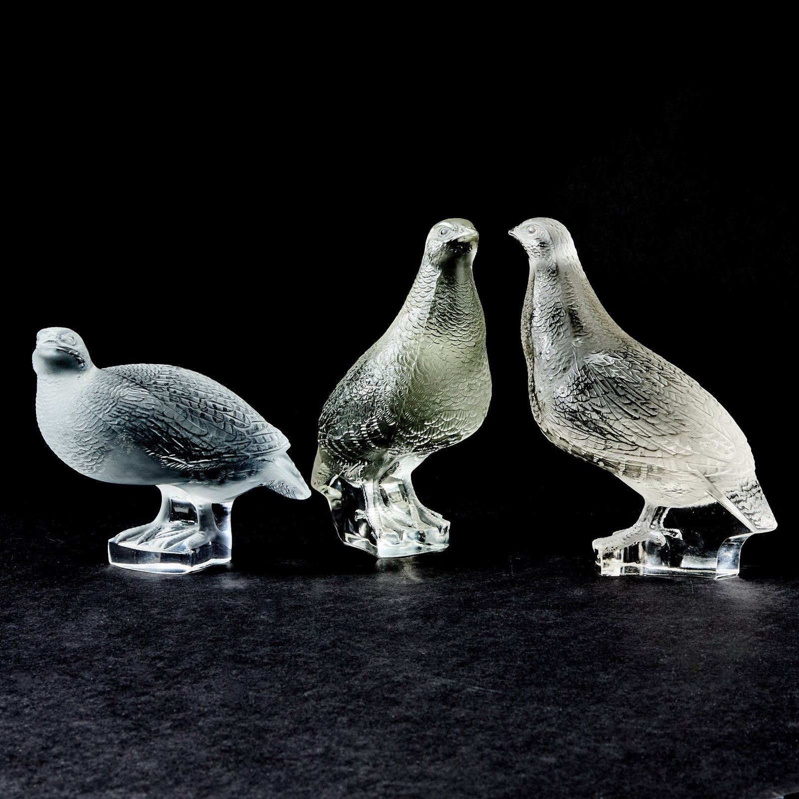 Three Lalique Molded Glass Partridges (1 of 3)